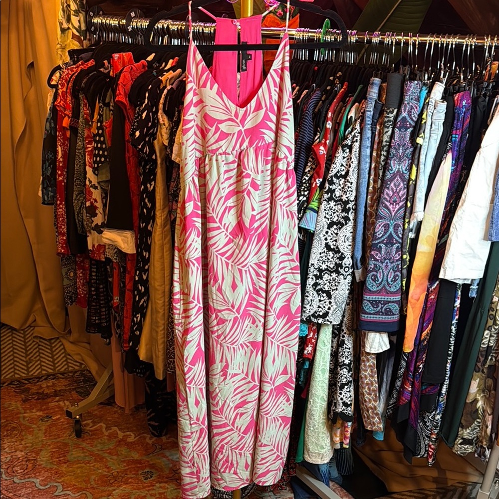 Gibson Pink and light green Leaf Print Dress